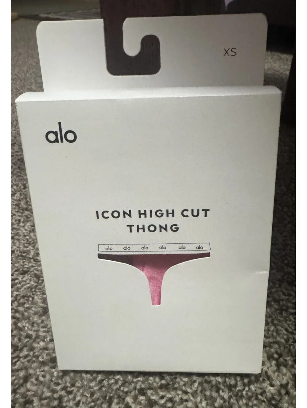 Alo Yoga Icon High Cut Thong Panties High Rise Pink XS Modal Stretch A0132W